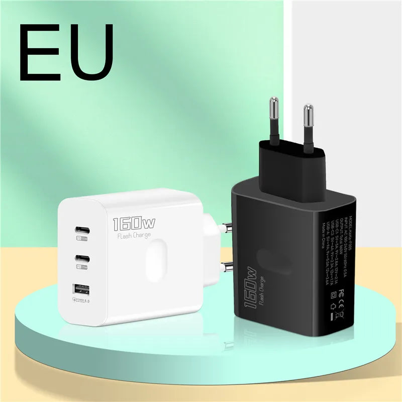 ChargerLightning 160W Multi-Port USB Charger USB Type C  & A Fast Charging Adapter Quick Charge 3.0 PD